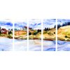 5-dielny obraz maľba dediny na brehu rieky