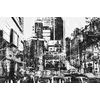 Obraz chaotické velkomesto v čiernobielom prevedení
