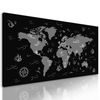Obraz dobrodrúžna mapa sveta v čiernobielom prevedení