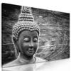 Obraz usmiaty Budha v čiernobielom prevedení