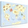 Obraz kreslená mapa sveta s zvieratami