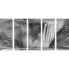 5-dielny obraz majestátny vodopád na Islande v čiernobielom prevedení