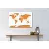 Obraz podrobná mapa sveta v oranžovej farbe
