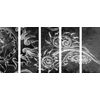 5-dielny obraz zaujímavá abstrakcia v čiernobielom prevedení