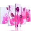 5-dielny obraz krásne kvety v ružovom dyme