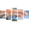 5-dielny obraz maľba kvitnúcich stromov