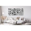 5-dielny obraz čiernobiela neobyčajná abstrakcia