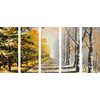 5-dielny obraz alej stromov na prelome ročných období