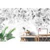 Samolepiaca tapeta nežné listy v čiernobielom prevedení