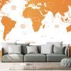 Samolepiaca tapeta podrobná mapa sveta v oranžovej farbe
