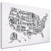 Obraz zaujímavá mapa USA v čiernobielom prevedení