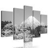 5-dielny obraz Japonská sopka Fuji v čiernobielom prevedení