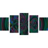 5-dielny obraz krásy abstraktných tvarov v zelenom prevedení