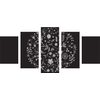 5-dielny obraz jemné kvety s folklórnym motívom