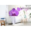 Samolepiaca tapeta fialová orchidea s abstraktným pozadím
