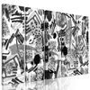 5-dielny obraz čiernobiela neobyčajná abstrakcia