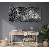 5-dielny obraz zaujímavá abstrakcia v čiernobielom prevedení