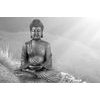 Obraz Budha na hore poznania v čiernobielom prevedení