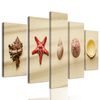 5-dielny obraz zátišie z mušlí na pláži