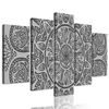 5-dielny obraz kmeňová Mandala v čiernobielom prevedení