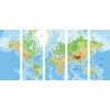 5-dielny obraz geografická mapa sveta