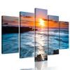5-dielny obraz čarovný západ slnka pri mori