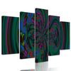 5-dielny obraz krásy abstraktných tvarov v zelenom prevedení
