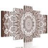 5-dielny obraz nekonečná Mandala v hnedom prevedení