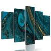 5-dielny obraz abstrakcia v petrolejovo zlatých farbách