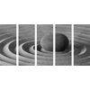 5-dielny obraz hladký kameň v čiernobielom prevedení
