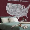 Tapeta moderná mapa USA s bordovým pozadím