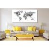 Obraz na korku mapa v pútavom čiernobielom prevedení