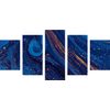 5-dielny obraz abstrakcia v modro zlatých farbách