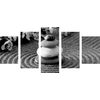 5-dielny obraz Zen svätyňa v čiernobielom prevedení