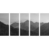 5-dielny obraz krása horského štítu v čiernobielom prevedení