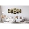5-dielny obraz historické luxusné hodinky v sépiovom prevedení
