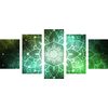 5-dielny obraz Mandala s vesmírnym pozadím v zelenom prevedení