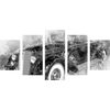 5-dielny obraz abstraktné auto v čiernobielom prevedení