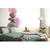 Samolepiaca fototapeta rovnováha kameňov s ružovými kvietkami