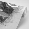 Samolepiaca tapeta čiernobiely veterán s abstraktným pozadím