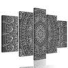 5-dielny obraz umelecká Mandala v čiernobielom prevedení