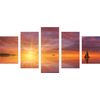 5-dielny obraz loďka a nádherný západ slnka