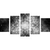 5-dielny obraz Mandala s vesmírnym pozadím v čiernobielom prevedení