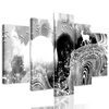 5-dielny obraz abstrakcia prírody v čiernobielom prevedení