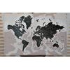 Obraz podrobná mapa sveta v čiernobielom prevedení