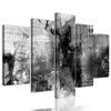 5-dielny obraz moderná abstrakcia v čiernobielom prevedení