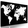 Obraz bielo čierna mapa sveta