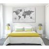 Obraz na korku jednoduchá mapa sveta v čiernobielom prevedení