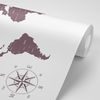 Samolepiaca tapeta jednoduchá mapa sveta v hnedom prevedení