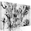 5-dielny obraz maľovaná abstrakcia kvetu v čiernobielom prevedení